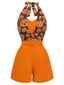 Combishort licou citrouille d'Halloween orange des années 1950