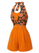 Combishort licou citrouille d'Halloween orange des années 1950