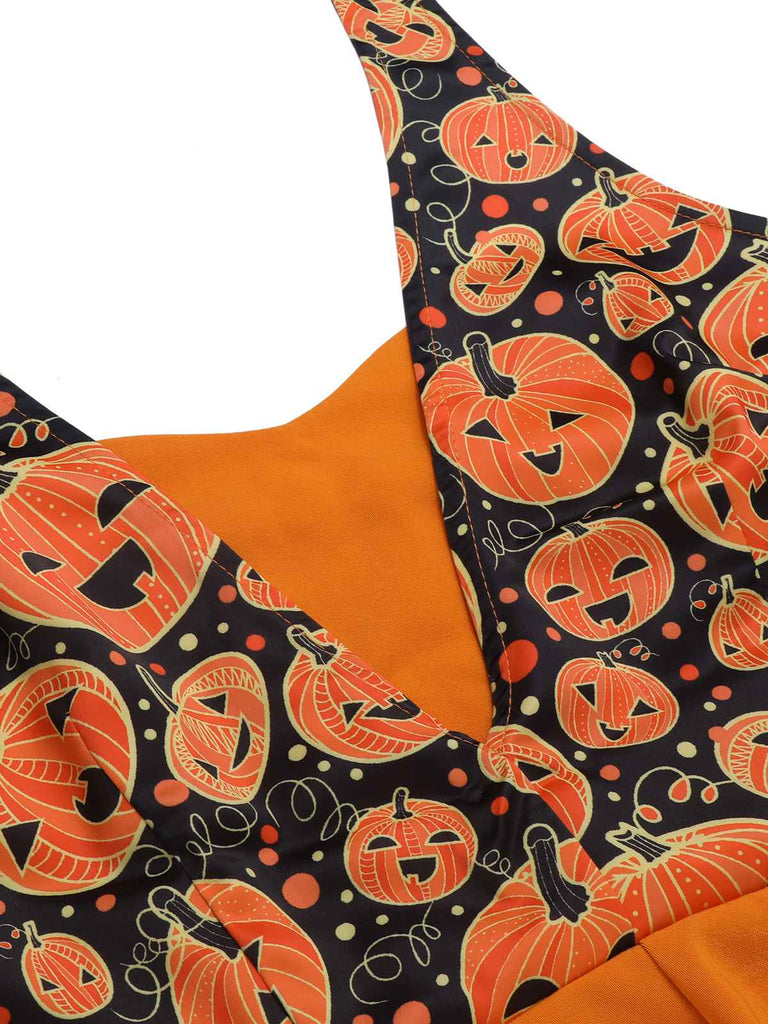 Combishort licou citrouille d'Halloween orange des années 1950