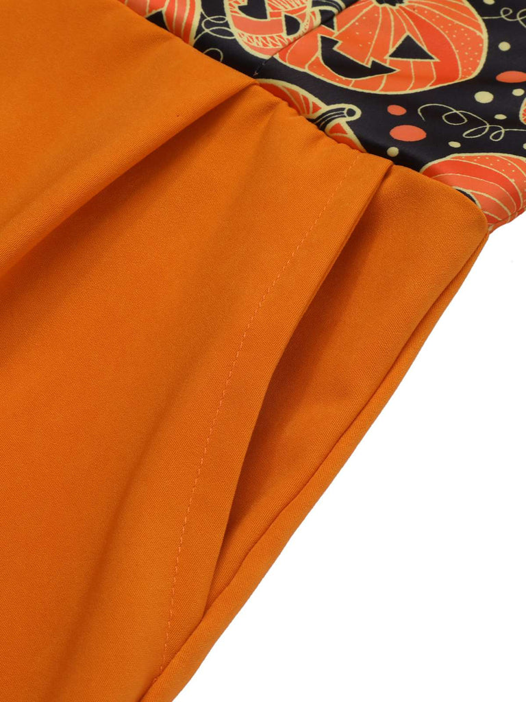 Combishort licou citrouille d'Halloween orange des années 1950