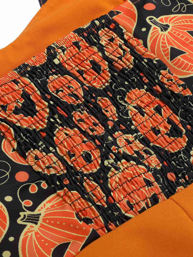 Combishort licou citrouille d'Halloween orange des années 1950