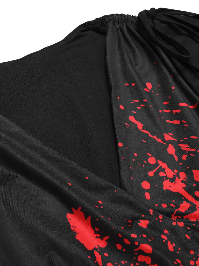 Robe queue de poisson noire à empreinte de sang des années 1930
