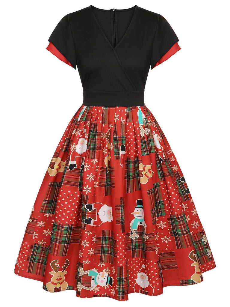 Robe de Noël rouge à carreaux des années 1950