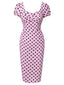 [Prévente] Robe bouffante rose à pois à col carré des années 1960