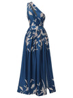 [Prévente] Robe bleue une épaule et fente années 1940