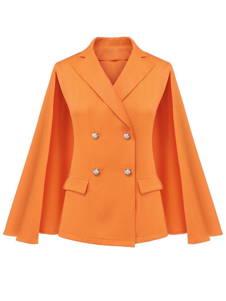 [Pré-vente] Manteau orange à col cranté et manches cape des années 1960