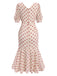 [Prévente] Robe sirène vert en mousseline à pois des années 1930