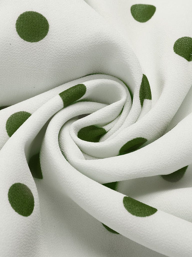 [Prévente] Robe sirène vert en mousseline à pois des années 1930