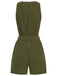 Combishort patchwork à col en V et dentelle vert armée des années 1950