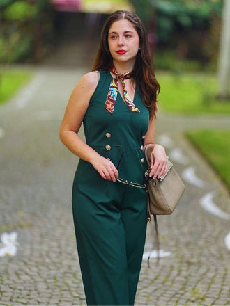 [Prévente] Combinaison boutonnée sans manches verte des années 1950