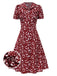 [Prévente] Robe marguerite à boutons revers rouge des années 1950