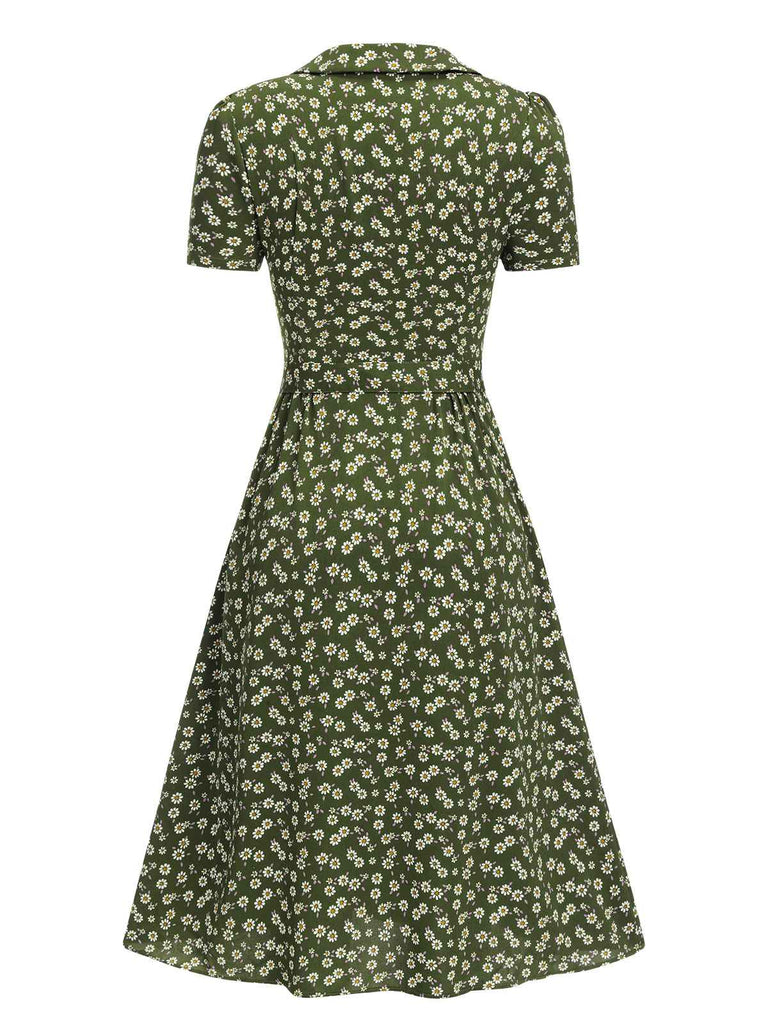 [Prévente] Robe marguerite à boutons revers rouge des années 1950