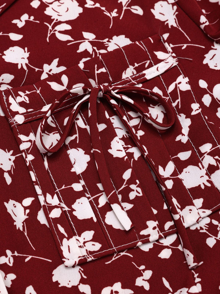 [Prévente] Robe marguerite à boutons revers rouge des années 1950