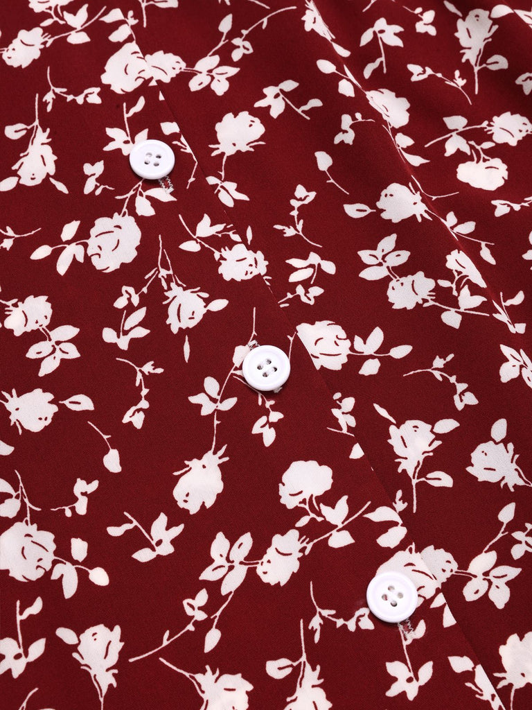 [Prévente] Robe marguerite à boutons revers rouge des années 1950