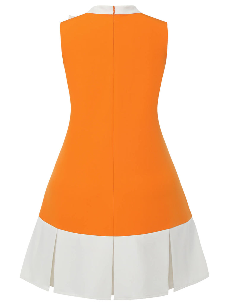 [Grande taille] Robe orange sans manches avec nœud des années 60