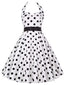 [Prévente] Robe ceinturée à pois blanche dos nu années 1950