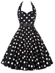 [Prévente] Robe rose ceinturée à pois dos nu années 1950