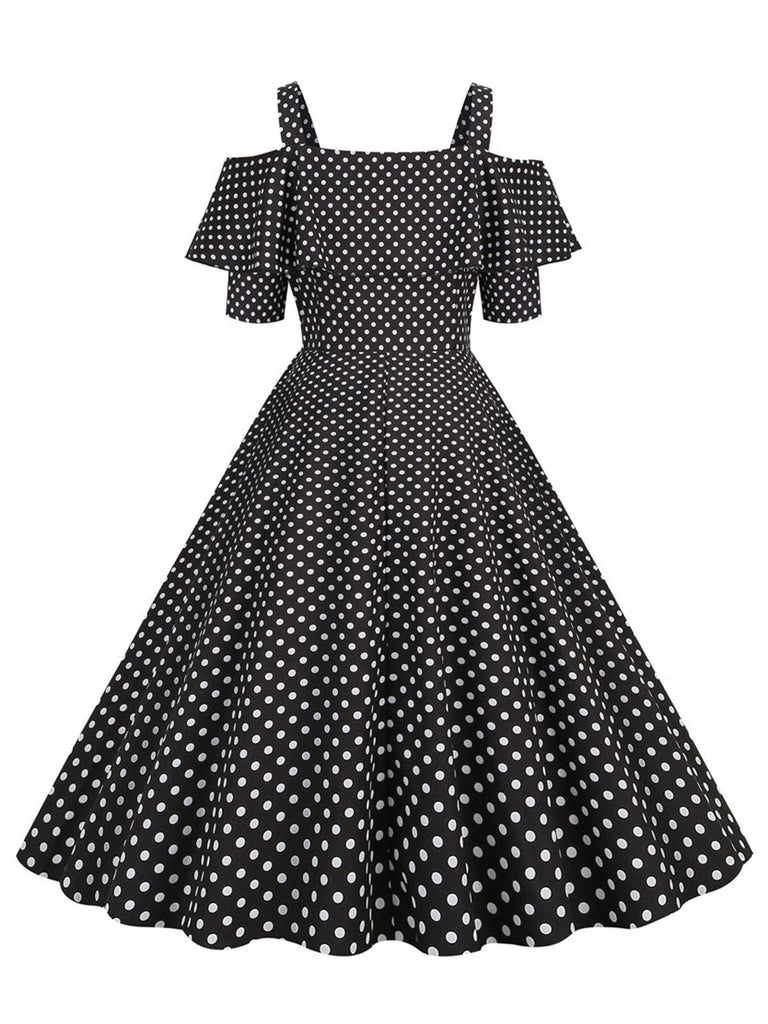 Robe à pois et épaules dénudées des années 1950