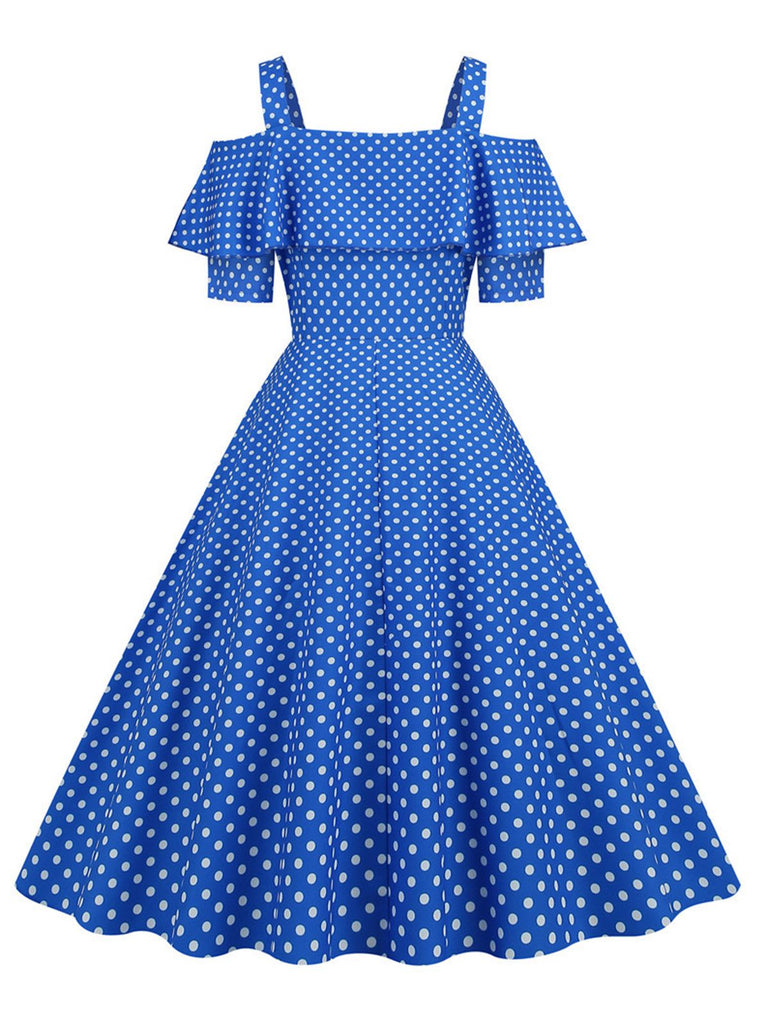 Robe à pois et épaules dénudées des années 1950