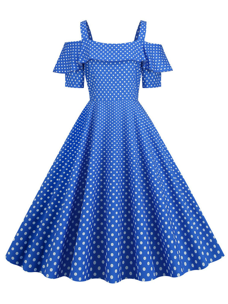 Robe à pois et épaules dénudées des années 1950