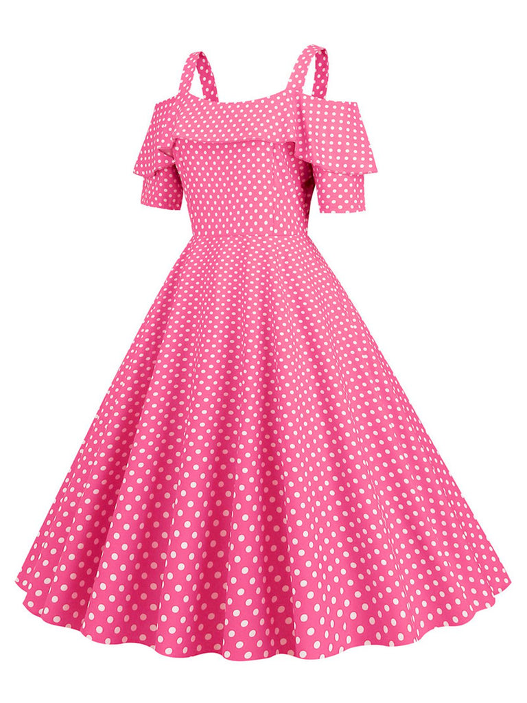 Robe à pois et épaules dénudées des années 1950