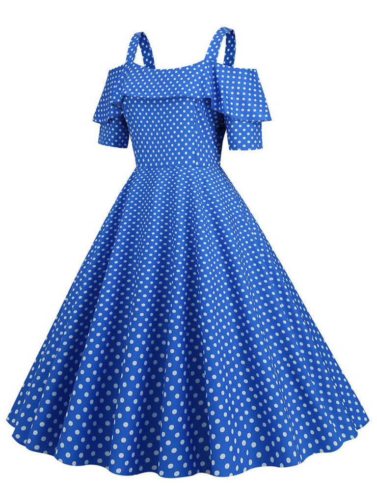 Robe à pois et épaules dénudées des années 1950