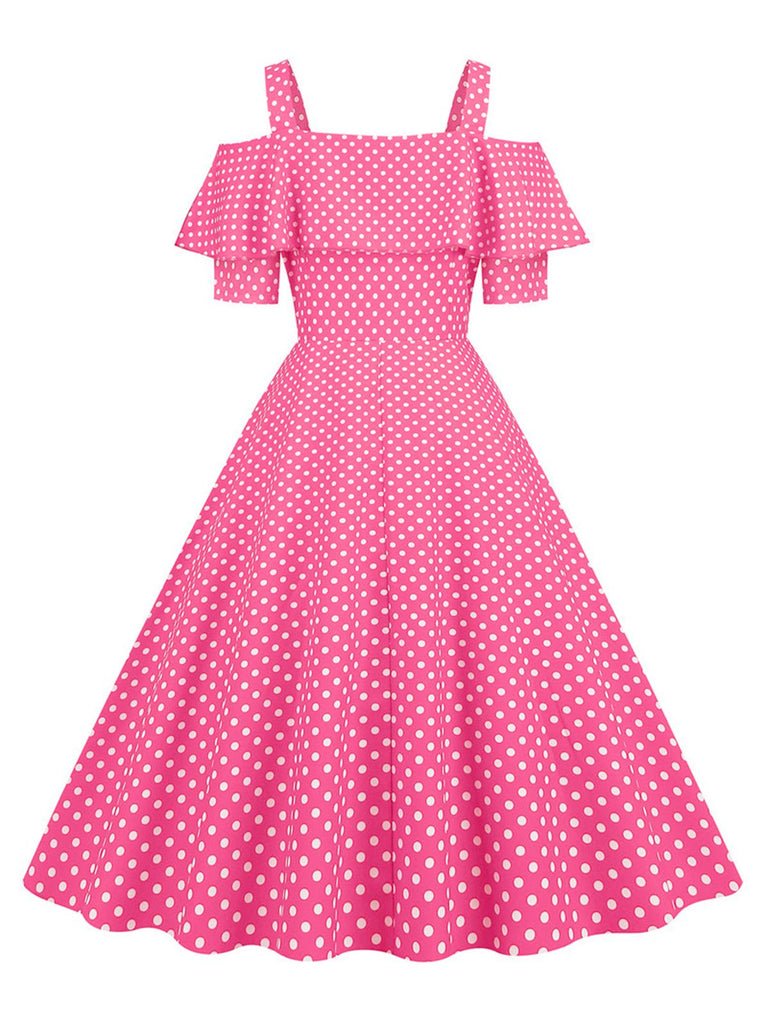 Robe à pois et épaules dénudées des années 1950