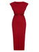Robe rouge unie à découpes et fentes torsadées des années 1960