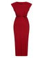 Robe rouge unie à découpes et fentes torsadées des années 1960