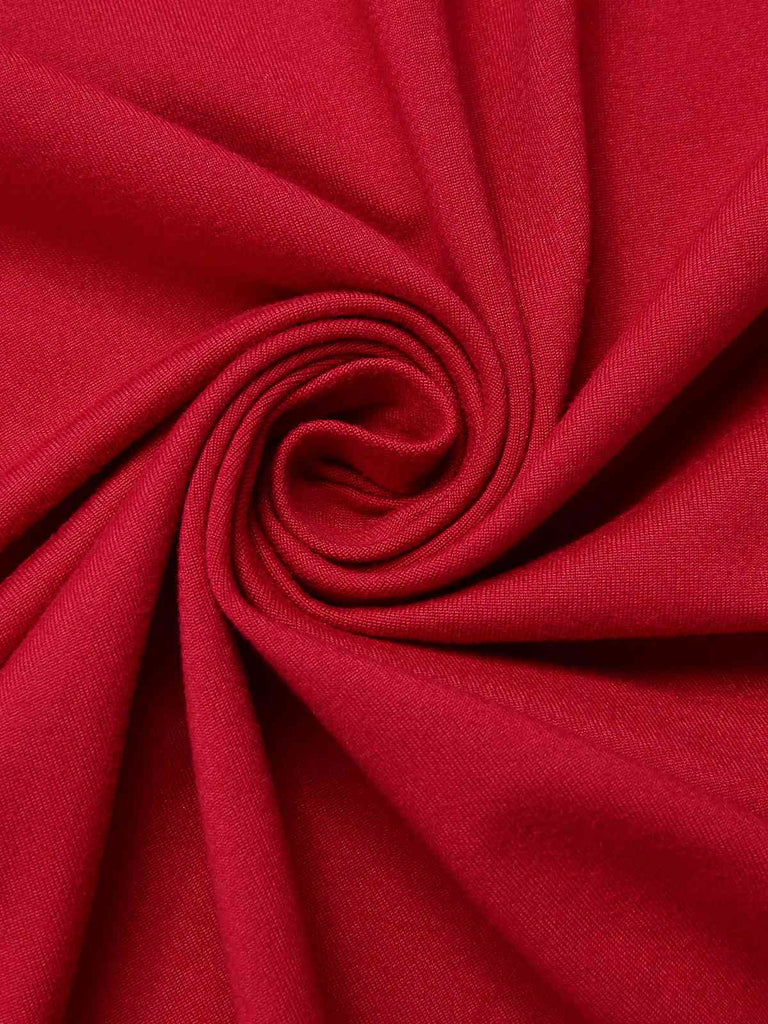 Robe rouge unie à découpes et fentes torsadées des années 1960