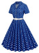 Robe à pois avec ceinture et revers des années 1950