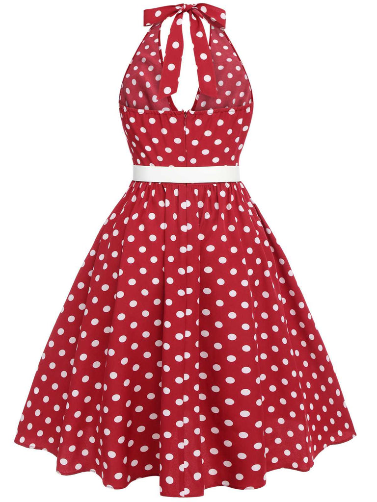 [Grande taille] Robe dos nu rouge à pois des années 1950