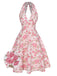 [Prévente] Robe jaune à col en V et motif fleurs des années 1950
