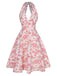 [Prévente] Robe jaune à col en V et motif fleurs des années 1950
