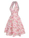 [Prévente] Robe jaune à col en V et motif fleurs des années 1950