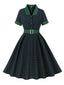 Robe à revers en tartan Blackwatch verte des années 1950