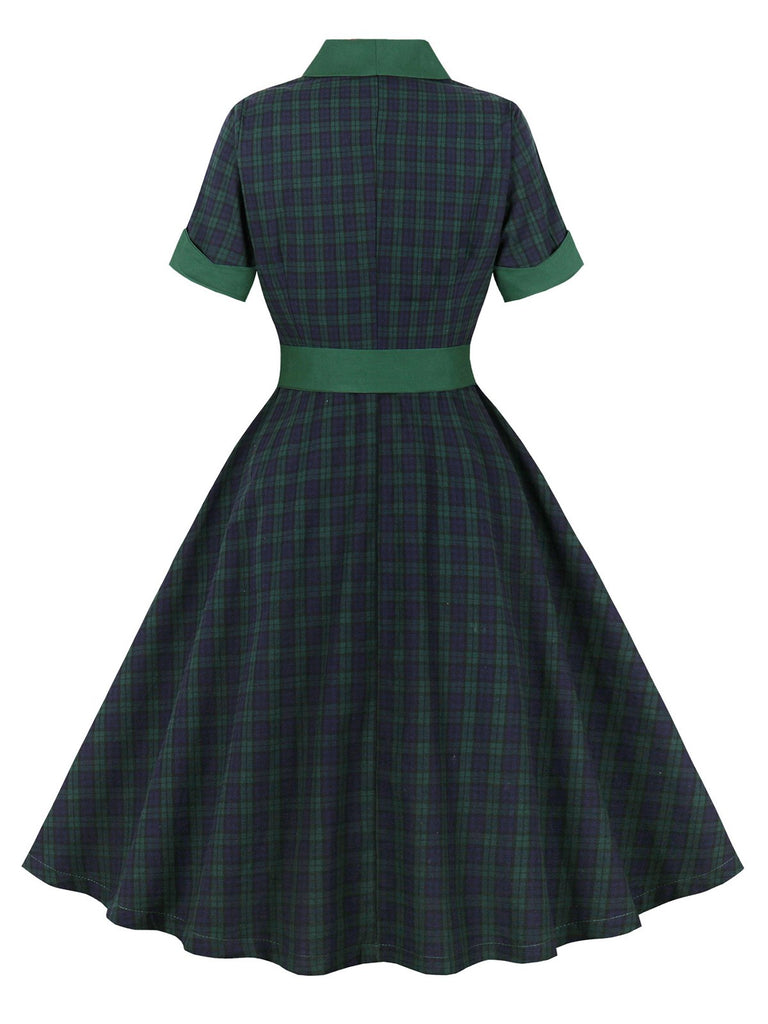 Robe à revers en tartan Blackwatch verte des années 1950