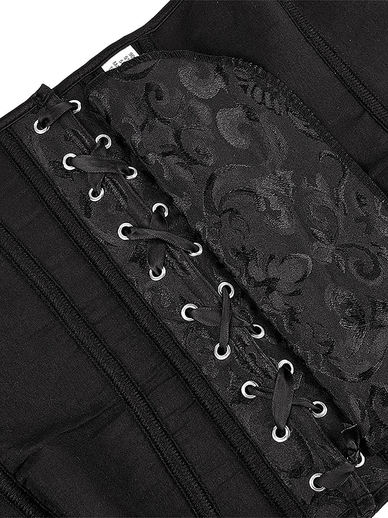 Corset patchwork en dentelle à volants Stempunk noir des années 1970