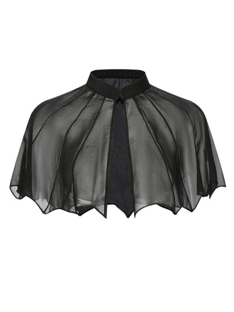 Cape transparente noire à ailes de chauve-souris des années 1950