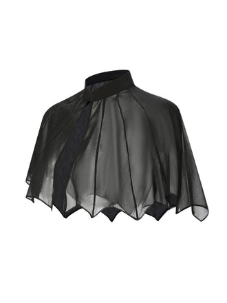 Cape transparente noire à ailes de chauve-souris des années 1950