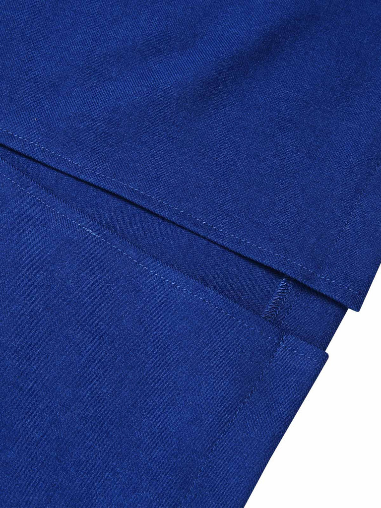 Robe crayon bandeau bleu foncé avec ceinture de journal des années 1960