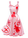 [Pré-vente] Robe rose en dentelle à bretelles et cœurs croisés des années 1950