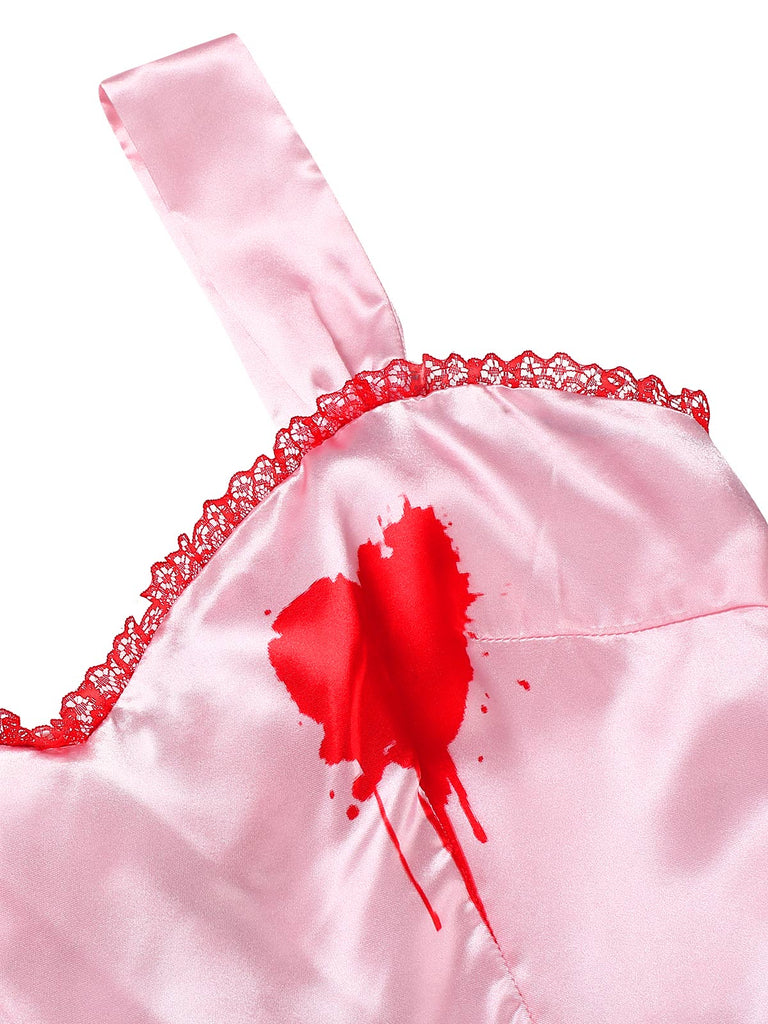 [Pré-vente] Robe rose en dentelle à bretelles et cœurs croisés des années 1950