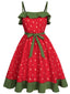 [Grande taille] Robe rouge à volants et ceinture à fraises des années 1950