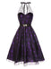 Robe licou en maille laser violette des années 1950