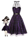 Robe licou en maille laser violette des années 1950