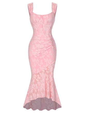 [Prévente] Robe bustier rose imprimée texturée années 1930