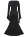 Robe sirène noire manches chauve-souris des années 1930