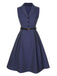 [Pré-vente] Robe à ceinture à revers jean bleu uni des années 40