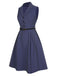 [Pré-vente] Robe à ceinture à revers jean bleu uni des années 40